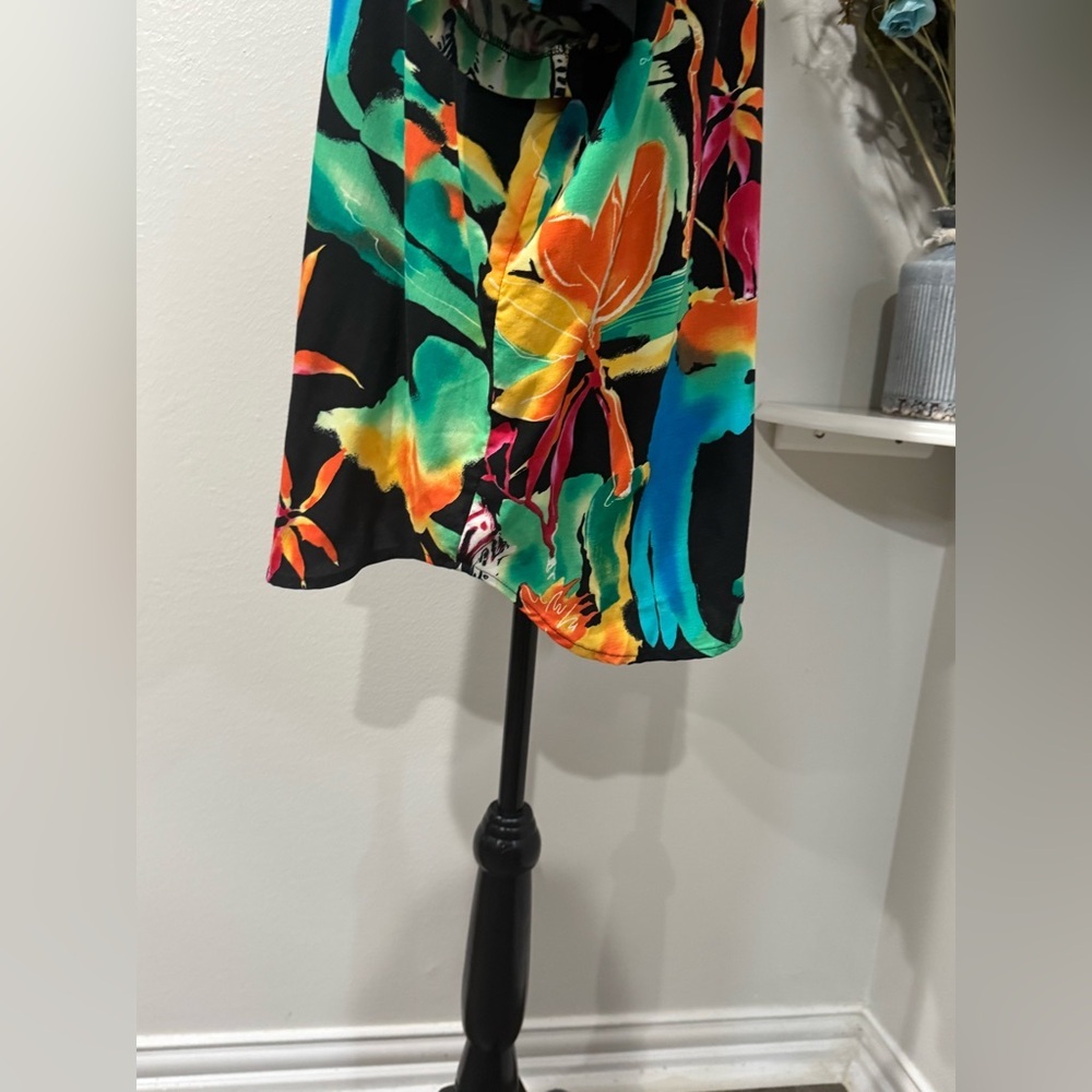 On The Verge Tropical Floral Button Up Top XL Hawaiian Resort Vacation Shirt VTG - Picture 7 of 12